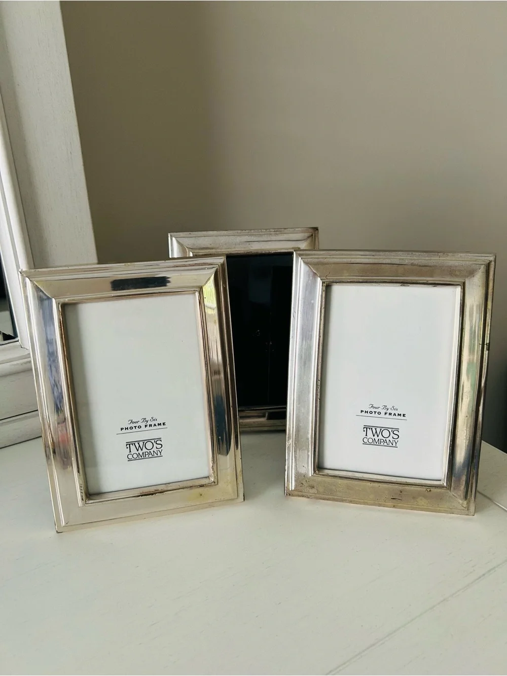Two's Company Silver Photo Frames set of 3- Classic Silver Finish Heavyweight